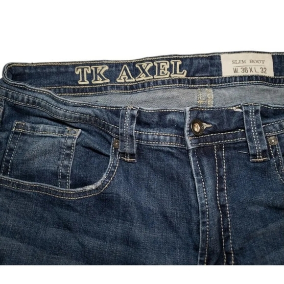 TK Axel Slim Boot Jeans 36x32 Faux Flap Back Pocket Strecth AXM80056 Eaton - Picture 7 of 12